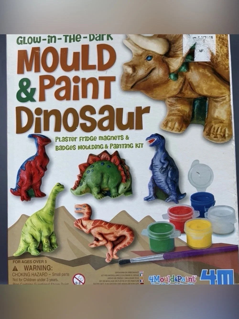 Glow-in-the-Dark Mould & Paint Dinosaur Kit - Multicolor